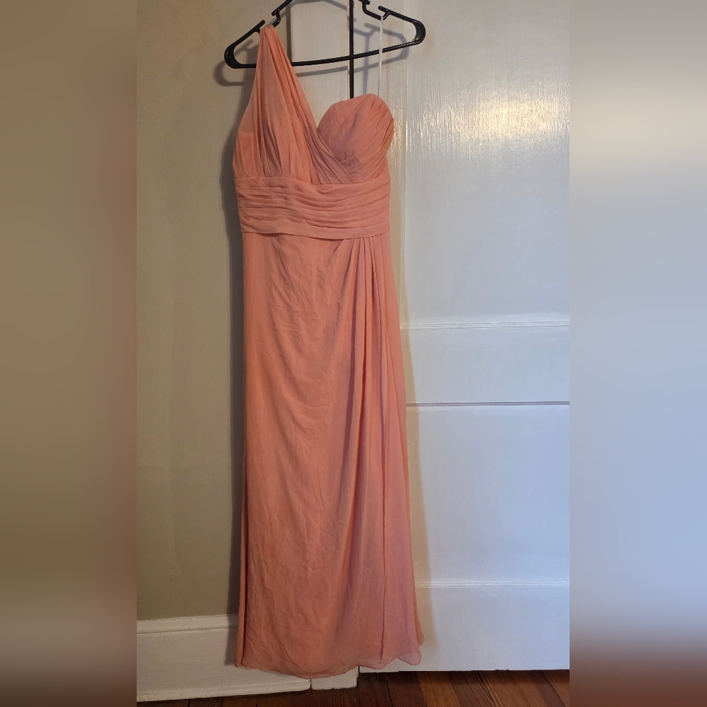 Elegant One Shoulder Peach Dress Size 10